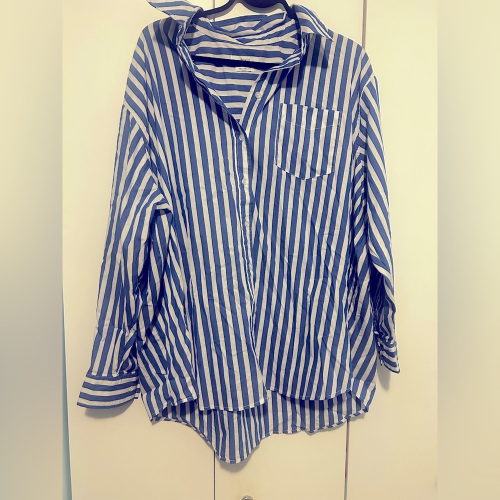 Ricki's Relaxed Fit Blue and White Striped Shirt